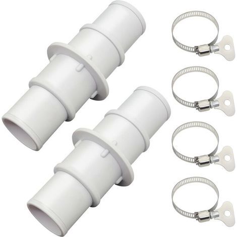 Schwimmbadschlauchadapter, Schwimmbadschlauch-Anschlussset, auslaufsicheres Gewindedesign, 2er-Set mit 4 Schlauchschellen, ideal für die Poolreinigung (1/4)