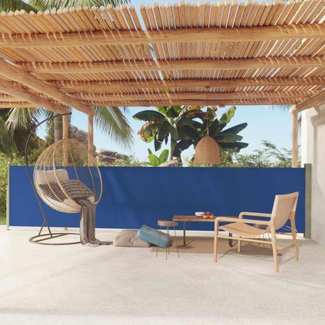 Auvent latéral rétractable de patio - Auvent de jardin Soleil imperméable 117x600 cm Bleu BV355584 - BonneVie (1/5)