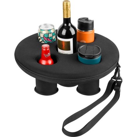 Plateau flottant pour spa et jacuzzi 39 x 39 x 13,5 cm, avec 5 compartiments de rangement, porte-boissons et snacks, plateau de détente pour piscine et spa (1/5)