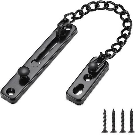 Catena di sicurezza per porta con chiavistello scorrevole, acciaio inox, nero opaco (1/5)