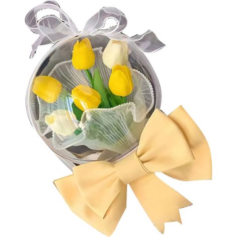 Bouquet de tulipes à faire soi-même pour votre copine. Bouquet de fleurs artificielles exquis, confectionné à la main. Fleurs artificielles parfaites pour la décoration de mariage. Jaune et blanc. Tai (1/5)