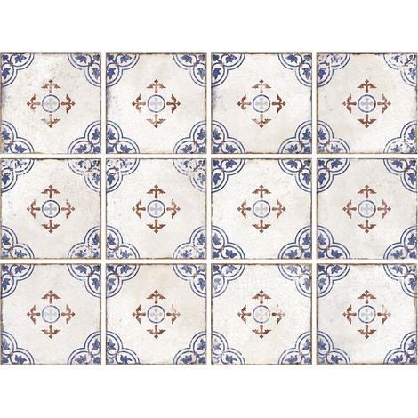 Carrelage mural uni effet azulejos Lagos bleu brillant 15x15 cm – Idéal pour intérieur – Motifs traditionnels portugais (1/2)
