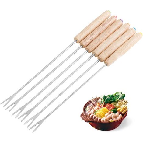 Dailygoods - Tenedores para fondue, 6 piezas - Palitos de acero inoxidable para fondue (1/5)