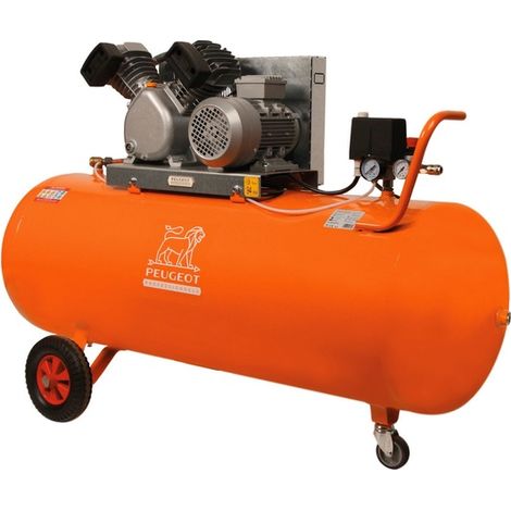 Compresseur à piston 2,2 KW -200 Litres -25 m3/h - 400V triphasé - Bicylindre en V - PEUGEOT PROFESSIONNELS - PCAP200VT25
