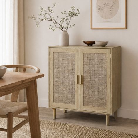 buffet meuble rangement 80x40x88 cm MDF naturel HAVRYA (1/5)