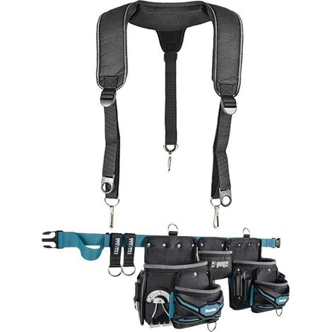 Makita E-05169 3 Pouch Super Heavyweight Duty Tool Belt Set + Heavy Duty Braces (1/4)
