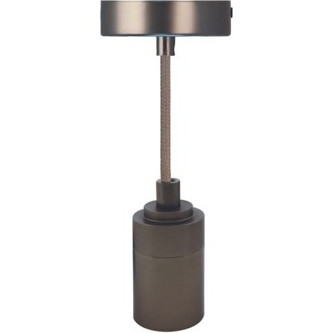 Kit Suspension E27 "Gun Métal" 1,5m - Câble Textile et Cache Douille Métal - Gamme "Elégance Luxe"