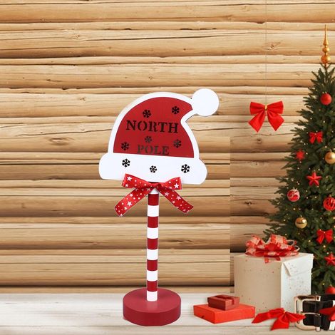Guirlande lumineuse décorative LED en bois de Noël, lampe de table d'ambiance en forme de panneau STOP, décoration lumineuse pour vitrine de magasin ou maison pendant les fêtes, chapeau de Noël (1/5)