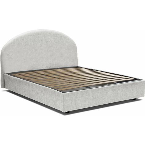 Talamo Italia - Letto piazza e mezza Akis, Letto contenitore con rivestimento in tessuto, 100% Made in Italy, Apertura frontale, adatto per materasso Cm 120x190, Bianco