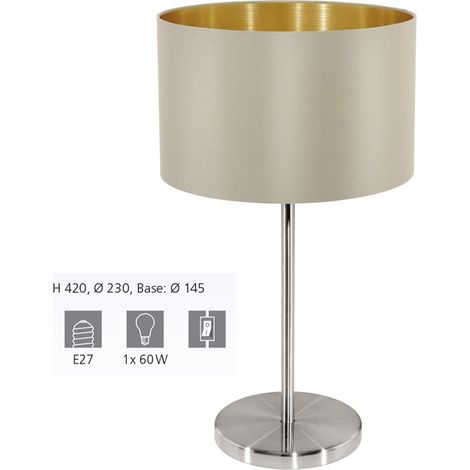 Lampada Da Tavolo Contemporanea Maserlo Acciaio Nichel Satinato 1 Luce E27 (1/4)