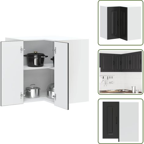 vidaXL Küchen-Eckhängeschrank Kalmar Schwarz Holzwerkstoff (1/5)