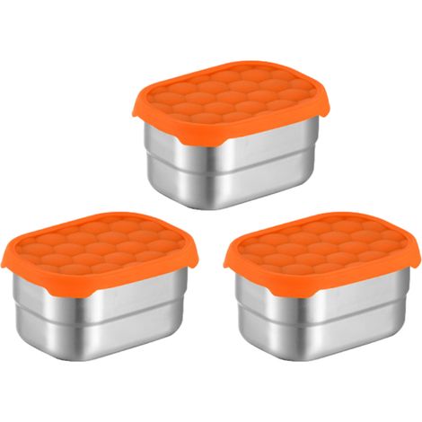 Boîtes à goûter en acier inoxydable pour enfants  Petits récipients alimentaires faciles à ouvrir et étanches avec couvercles en silicone, style : style1  (1/5)