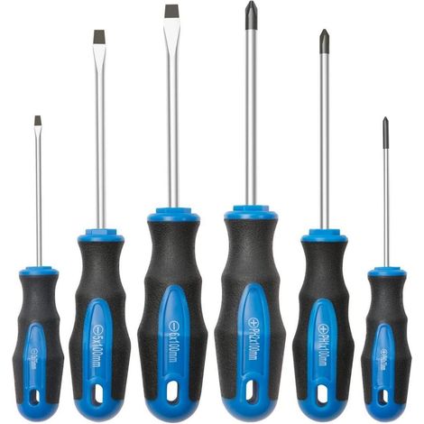 6-teiliges Schraubendreher-Set mit magnetischer Spitze, Kreuzschlitz & Schlitz, ergonomischer Griff (1/5)