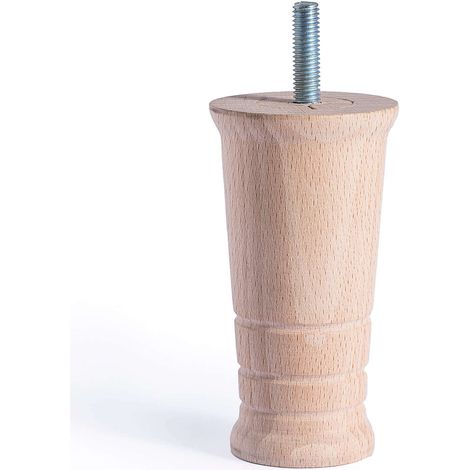 Pata de Madera para Muebles  Estilo Funcional  Fabricado en Haya  Acabado en Crudo  Proyectos de Restauración DIY Bricolaje  Medidas 5353100 mm  Altura: 10 cm  Fácil Instalación Atornillado  1 Unidad  (1/4)