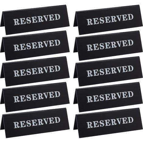 Lot de 10 panneaux chevalets de table en acrylique noir (45 x 150 x 50 mm) pour réservation de table, restaurants, bureaux, réunions et fêtes. (1/5)
