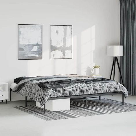 Bettgestell Metall Schwarz 193x203 cm
