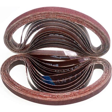 Lot de 24 bandes abrasives en oxyde d'aluminium, grains 40/60/80/120/180/240, pour ponceuses pneumatiques, 1/2 x 18 pouces (1/5)