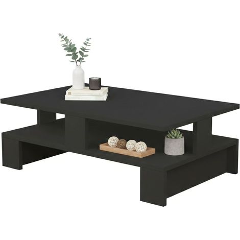Dmora - Wohnzimmertisch Eridanus, Niedriger Wohnzimmertisch, Kaffeeregal, Couchtisch für Sofa, 80x50h28 cm, Anthrazit, mit verstärkter Verpackung