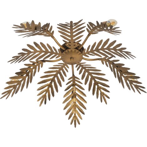 QAZQA botanica - Plafonnier - 5 lumière - Ø 700 mm - Doré/Laiton - Rétro - éclairage intérieur - Salon I Chambre I Cuisine I Salle à manger