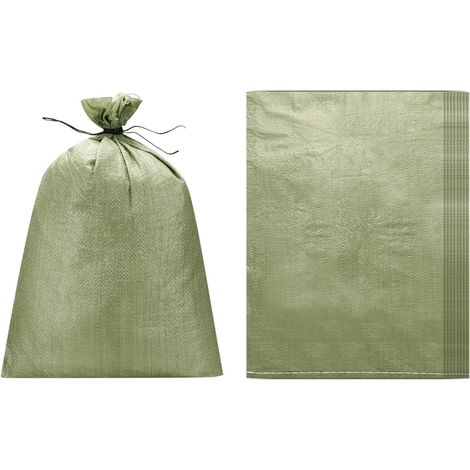 Lot de 5 sacs de sable robustes (100,1 x 145 cm, gris) (5 pièces), sacs de sable vides en polypropylène tissé, sacs de sable pour inondation, construction, sacs de terre (1/5)