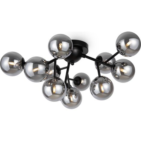 Plafonnier noir mat Dallas Maytoni 12xG9 verre 60cm (1/3)