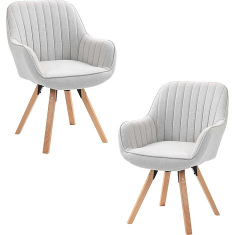MEUBLES COSY 2er-Set CARSON skandinavische drehbare Esszimmersessel aus beigem Stoff