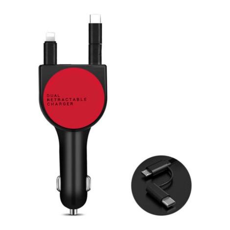 BUNTHAUS Chargeur pour électroportatif Chargeur de voiture chargeur de voiture rétractable trois en un (chargeur de voiture de troisième génération rouge) (1/4)