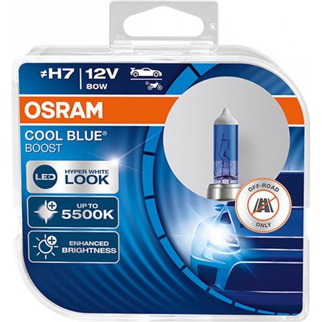 Bombilla halógena Osram H7 12V 80W PX26d Cool Blue Boost 5500K / 2 unidades.