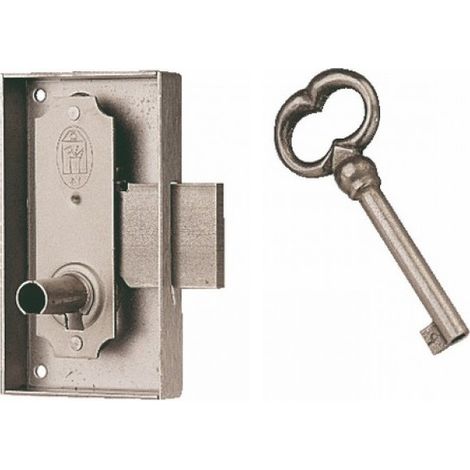 Serrure de bibliothèque 526 largeur 50 mm axe 30 mm gauche finition brossé avec 1 clé DEVISMES 3526230