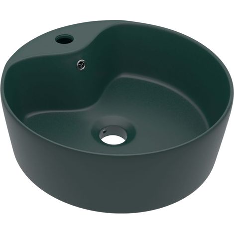 Luxuswaschbecken mit Überlauf Dunkelgrün Matt 36x13cm Keramik