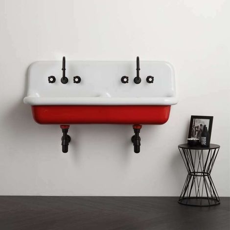Lavabo en Céramique émaillée - 120 cm - True Colors - Rouge (Rosso 3031) (1/3)