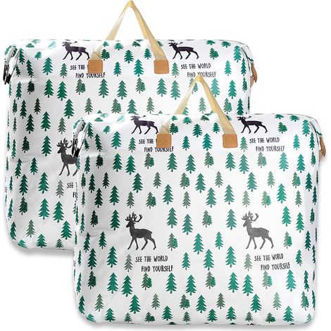 Sac Rangement Couette, 2 Pièces 120L Sac de Demenagement, housse Rangement, Transport, Stockage de Manteau, Couette en Duvet, Literie, Couvertures, Vêtements, Vacances (2, Arbre, 80 56CM) (1/5)