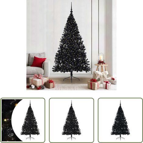 LED-Beleuchtung - Künstlicher vorbeleuchteter Weihnachtsbaum Schwarz 210 cm PVC (1/5)