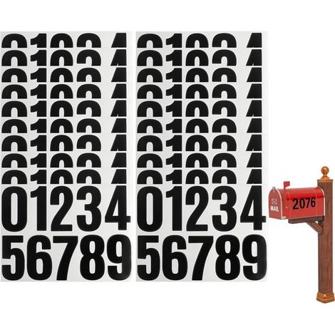 Lot de 20 autocollants chiffres de 0 à 9, hauteur 10 cm, stickers imperméables pour boîtes aux lettres, portes et signalisation, intérieur et extérieur, noir (1/5)