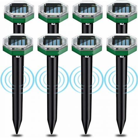 Cyslmuk – Répulsif à ultrasons pour taupes – Lot de 8 pièces – Étanche IP65 – Couverture 7500 pieds carrés – Panneaux solaires (1/5)