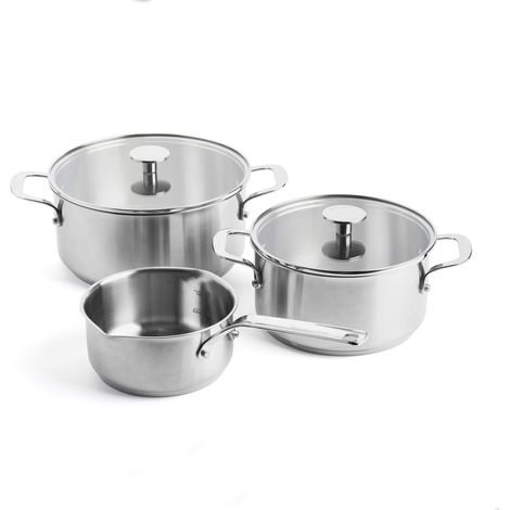 KitchenAid Stainless Steel Set di Pentole Antiaderenti in Acciaio Inox con Coperchio, Adatte a Tutti i Tipi di Fornelli, Induzione, Forno e Lavastoviglie, 20/24 cm + Pentolino 16 cm/1,5 L, 5 pezzi (1/4)