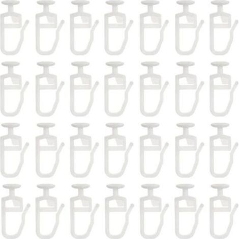 30 ganci per tende, binari scorrevoli, carrucole per tende, ganci per tende in plastica bianca per tende da doccia, porte e finestre