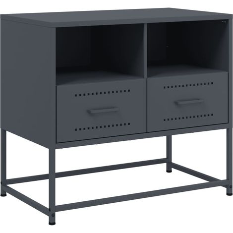 Mueble TV multimedia estantería para televisión buffet para televisión comedor salón dormitorio 68 x 39 x 60,5 cm acero antracita 020026404