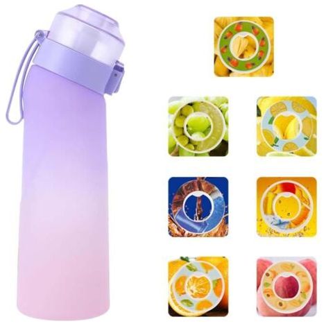 Générique Gourde Sport, avec Lot de 7 capsules aromatiques pour bouteille d'eau, Pods parfumés pour eau aromatique 0 sucre, Sans BPA, bouteille d'eau étanche, pour gym, bureau, course à pied,Dégradé v