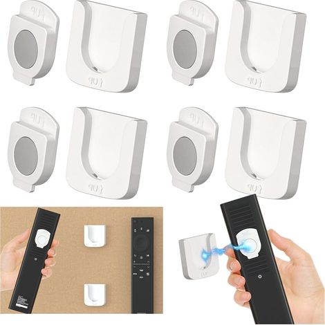 4Pcs Support de Télécommande Support Magnétique pour Télécommande  pour non Poreuse Paquets de Porte-Télécommande Magnétique Mural Sans Perçage für Home Office Hotel(Blanc) (1/5)