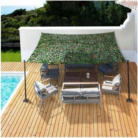 Cyslmuk – Voile d'ombrage rectangulaire 4x3 m camouflage vert – Protection solaire UV – Fixation rapide sur murs et arbres – Polyester léger (1/5)