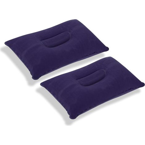 Lot de 2 coussins gonflables ultra légers pour le camping, la plage et les voyages en avion, accessoires de plage compacts et indispensables de vacances avec matériau imperméable et système de (1/5)