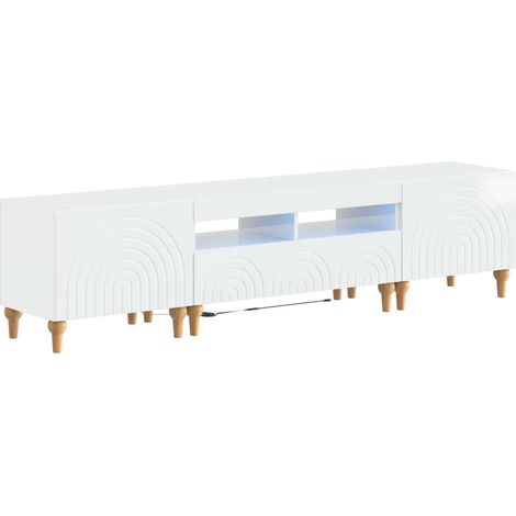 3 Piece LED TV Cabinet High Gloss White Engineered Wood vidaXL (1/5)