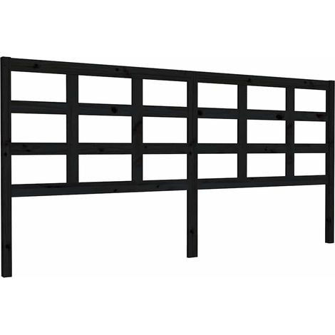 Maison Exclusive - Bett-Kopfteil Schwarz 205,5x4x100 cm Massivhol (1/5)
