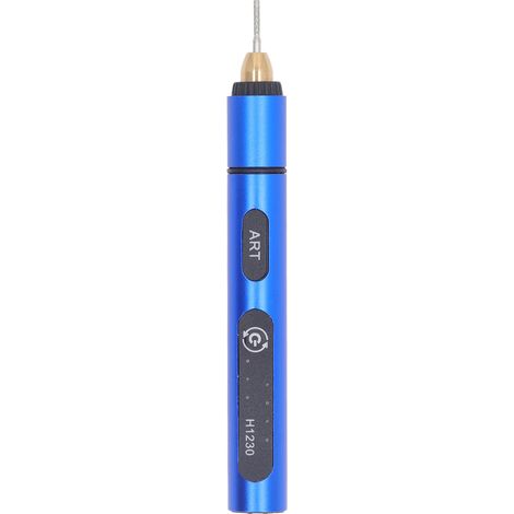 Stylo Graveur USB Rechargeable 5V avec 4 Fraises - Mini Machine à Graver Portable en Aluminium Bleu (1/5)