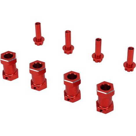 Lot de 4 moyeux hexagonaux RC en alliage d'aluminium de rechange 12 mm pour voiture d'escalade RC 1/10 (rouge) (1/5)
