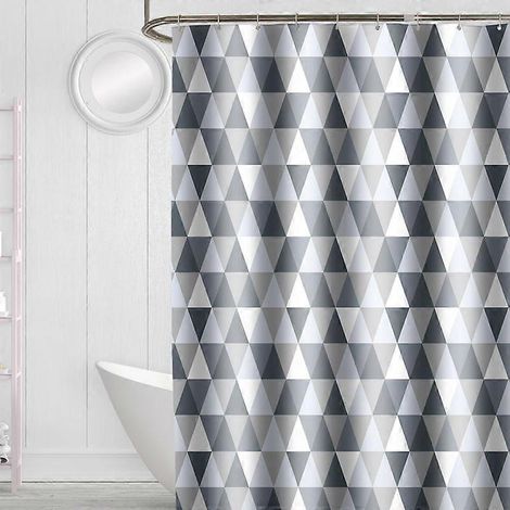 Rideau de douche 180 x 180 cm, polyester lavable en machine, pour salle de bain, motif triangle (1/5)