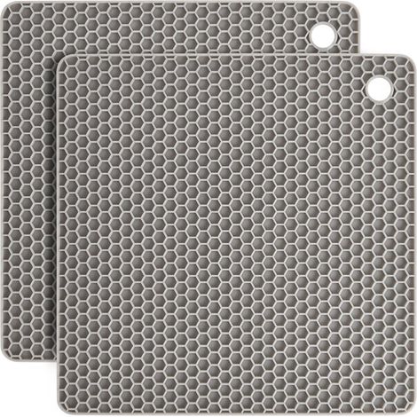 Dessous de Plat Silicone, 2PCS Anti-dérapant Anti-Chaleur 250 °C Multifonction Repose-cuillère Dessous de Verre de Cuisine Tapis de Table pour Cuisine et Salle à Manger (1/5)