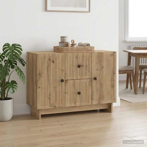Buffet en bois d’ingénierie chêne artisanal avec tiroirs et portes 89 x 34,5 x 60 cm - PANGIVO (1/5)