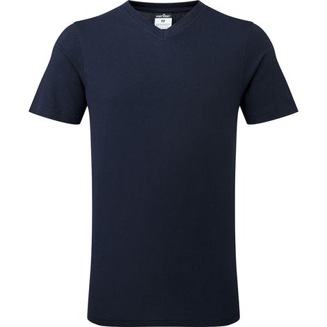 T-Shirt aus Baumwolle mit V-Ausschnitt - XL - Marine - Portwest